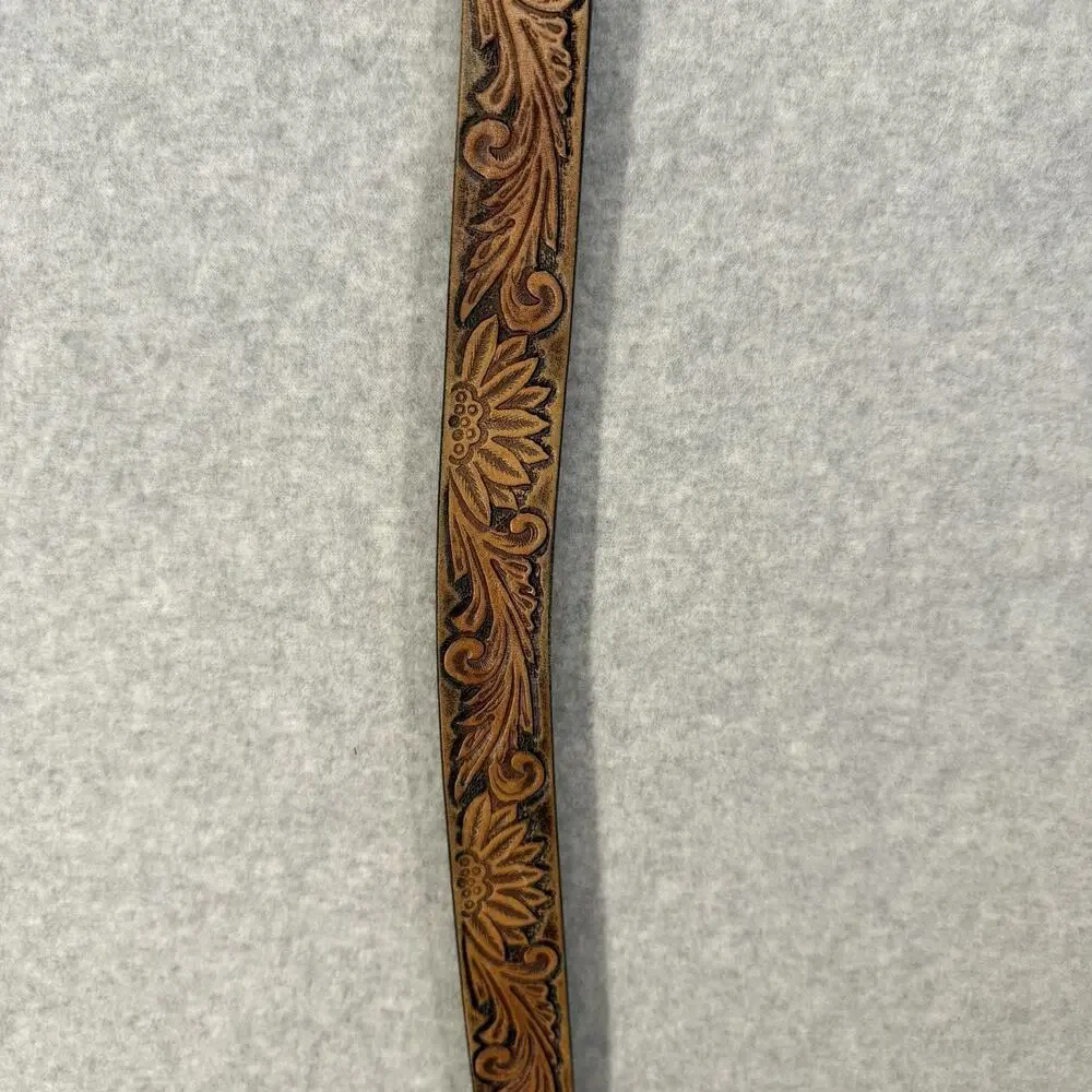 Tony Lama Layla Floral Tooled Brown Leather 1.5